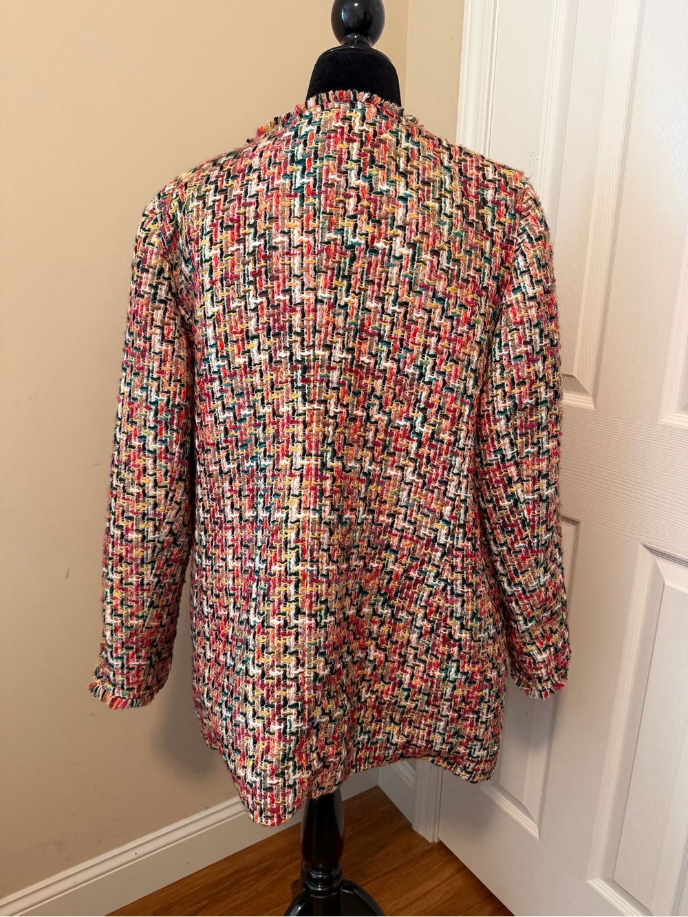 Talbots Multi Color Candy Tweed Fringe Topper Size 16 - Picture 3 of 16